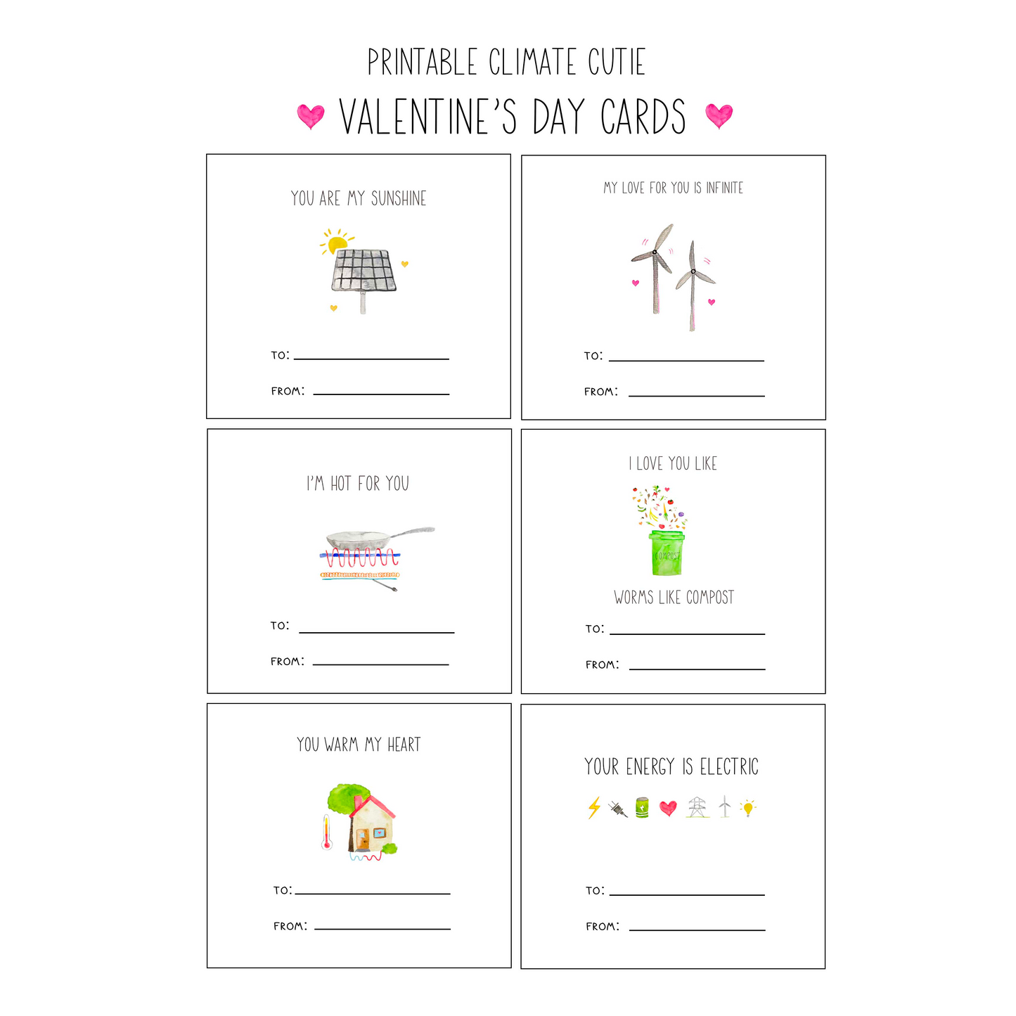 Valentine's Day Climate Cutie Cards- Digital Download