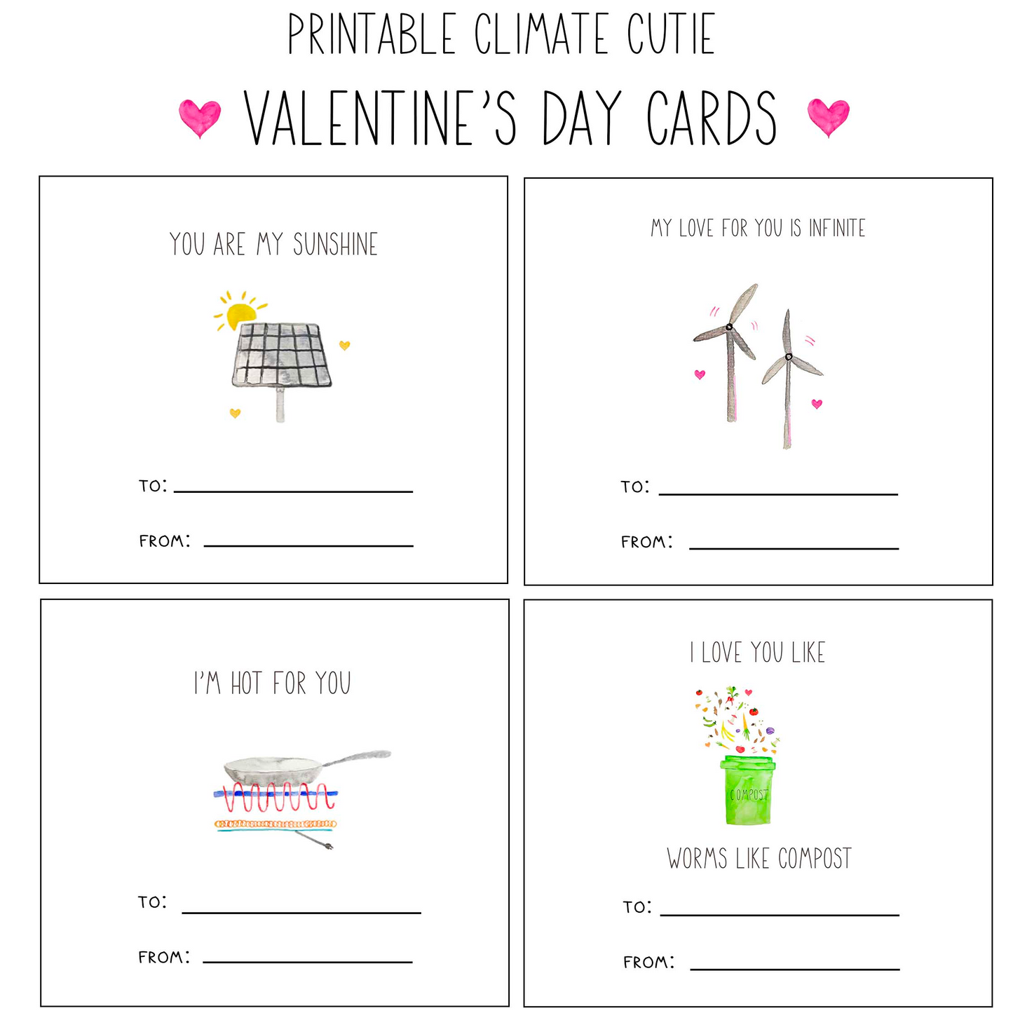 Valentine's Day Climate Cutie Cards- Digital Download