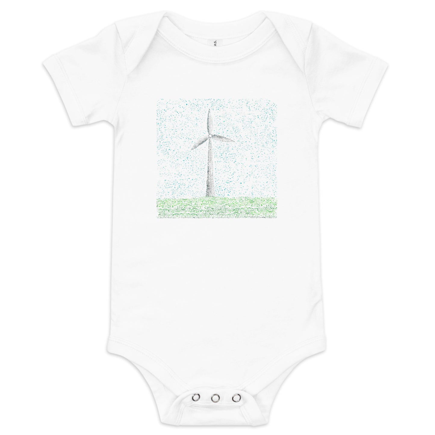 Dots and Watts Wind Turbine Pointillism Baby Onesie