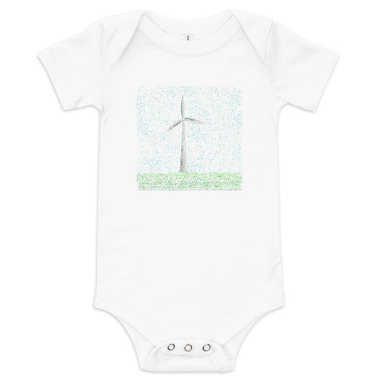 Dots and Watts Wind Turbine Pointillism Baby Onesie