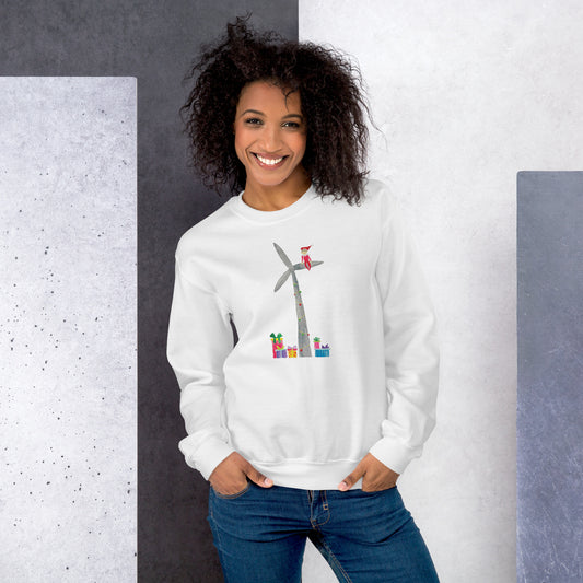 Elf on the wind turbine shelf Unisex Sweatshirt