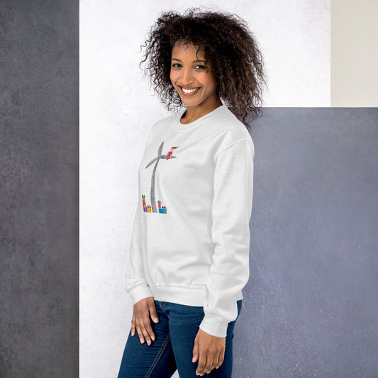Elf on the wind turbine shelf Unisex Sweatshirt