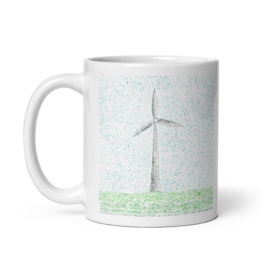Dots and Watts Wind Turbine Pointillism Mug