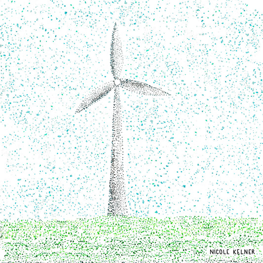 Dots and Watts Stickers- Pointillism Wind Turbine