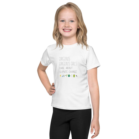 Gorgeous Gorgeous Girls Care about Climate Change Kids crew neck t-shirt