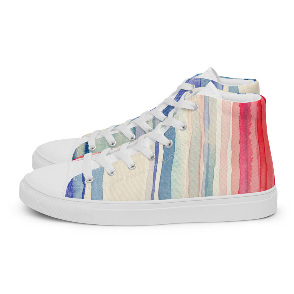 Climate Stripes Men’s high top canvas shoes