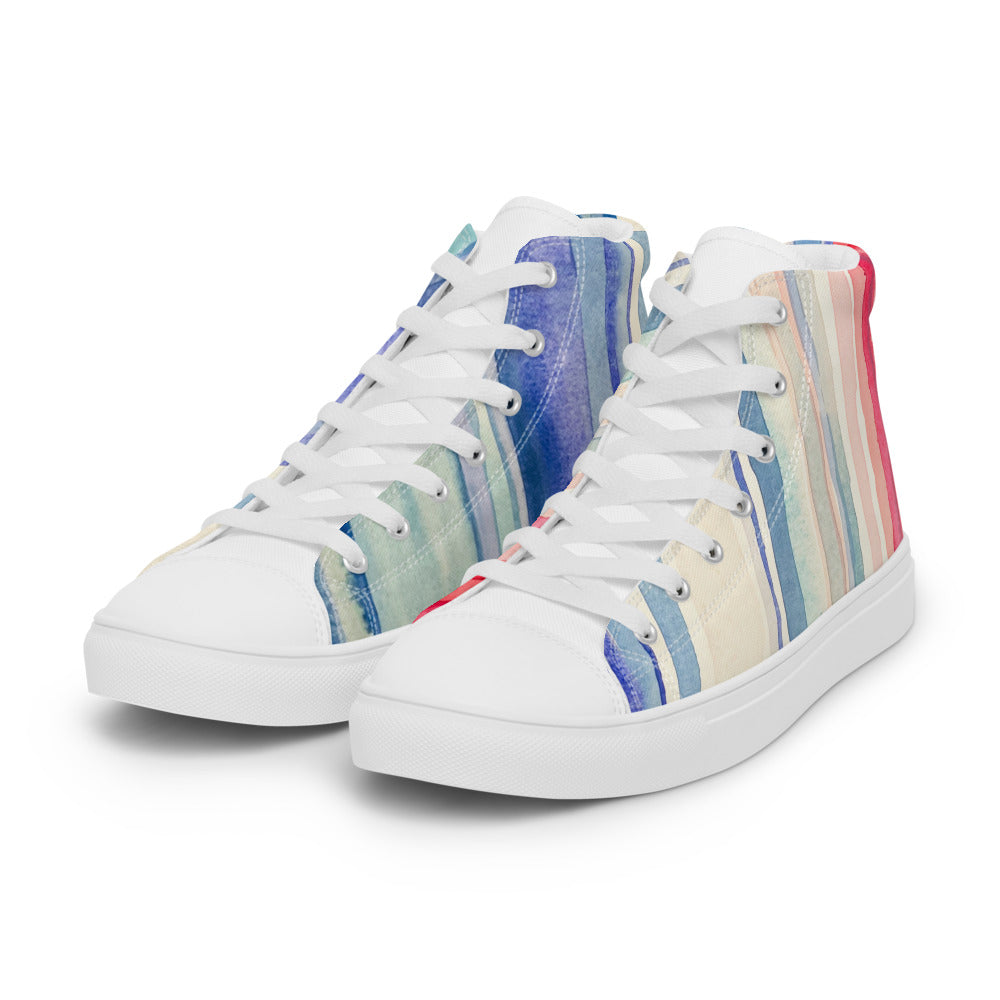 Climate Stripes Men’s high top canvas shoes