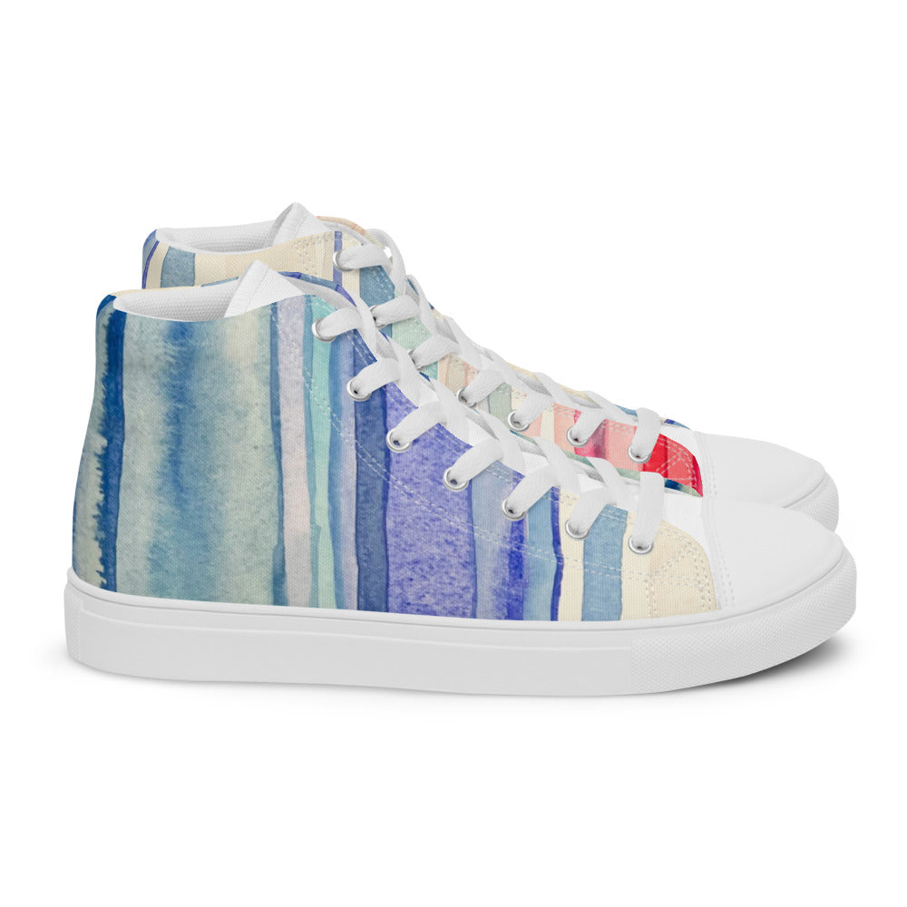 Climate Stripes Men’s high top canvas shoes