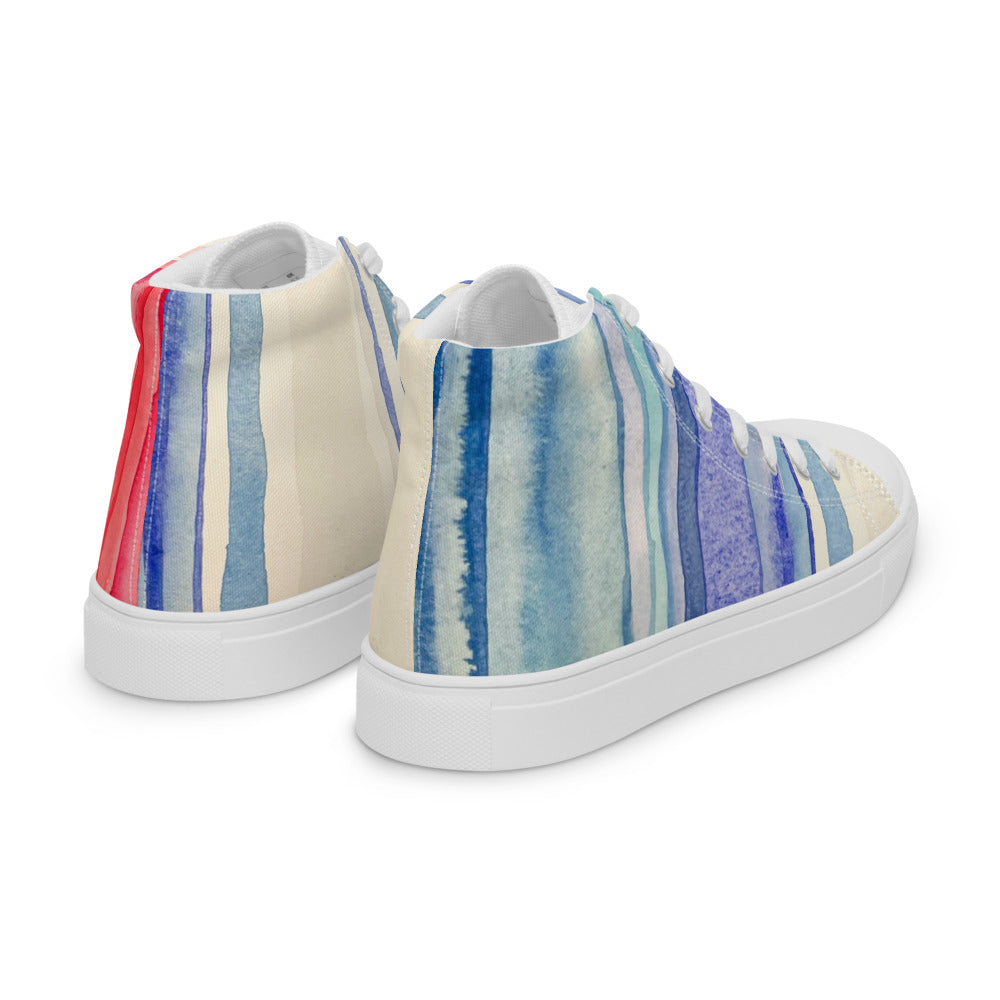 Climate Stripes Men’s high top canvas shoes