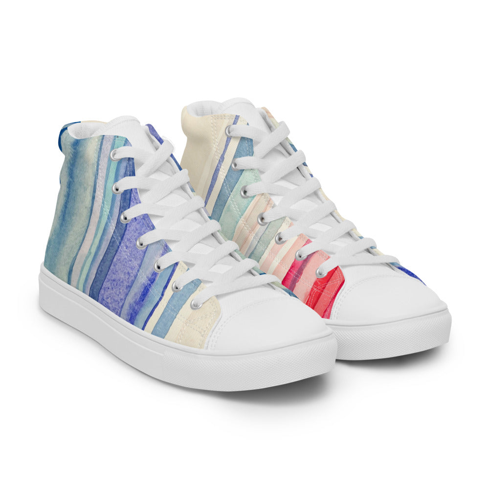 Climate Stripes Men’s high top canvas shoes