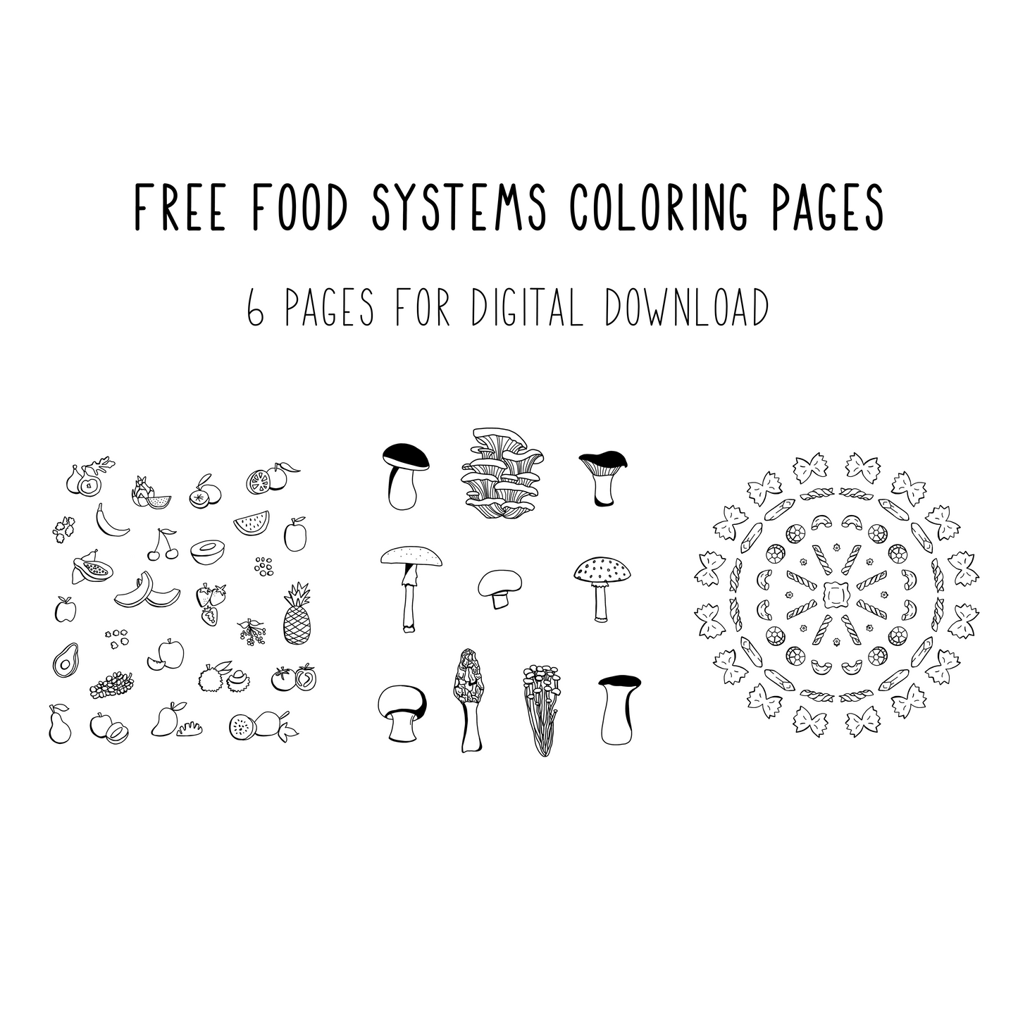 Free Food Systems Coloring Pages (Digital Download)