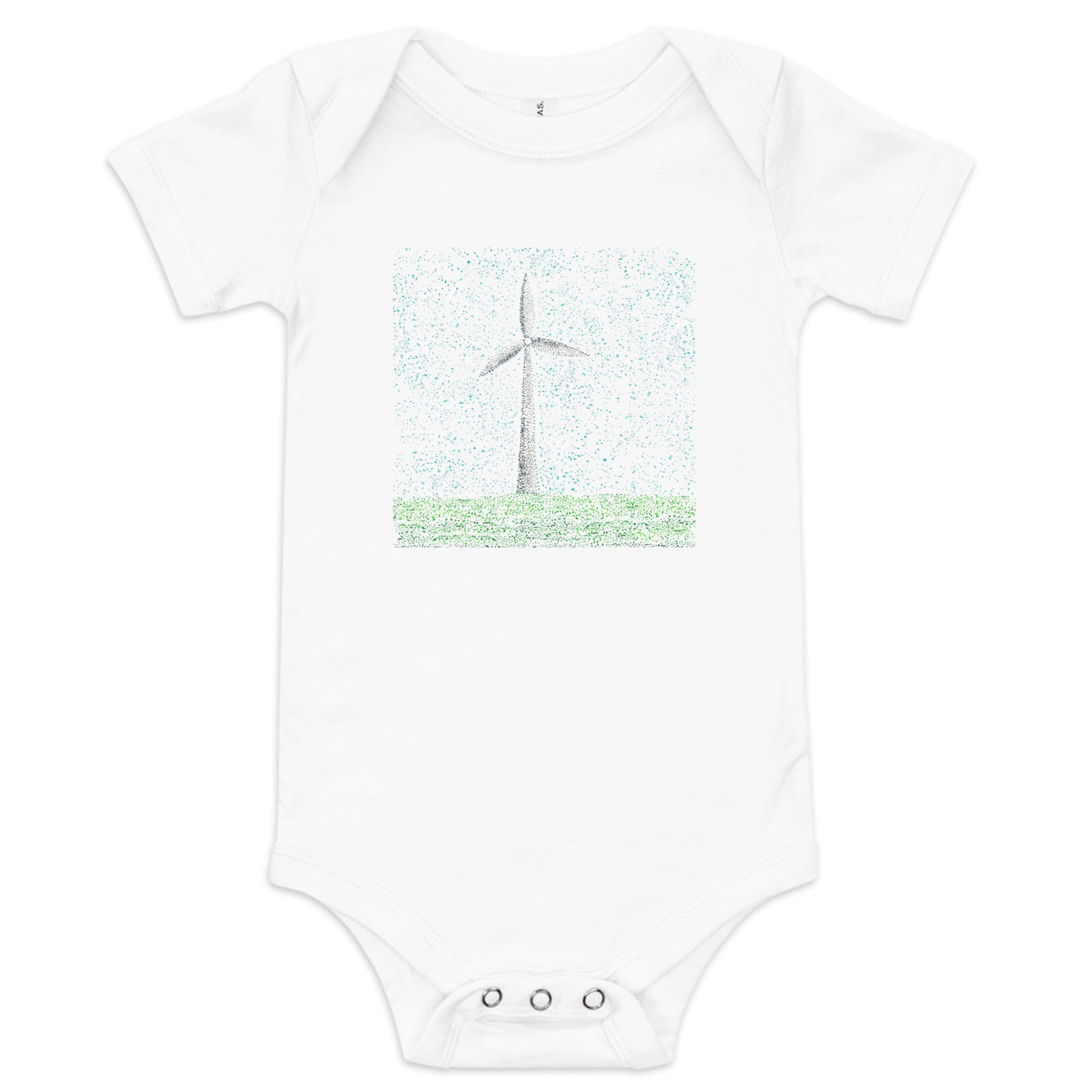 Dots and Watts Wind Turbine Pointillism Baby Onesie