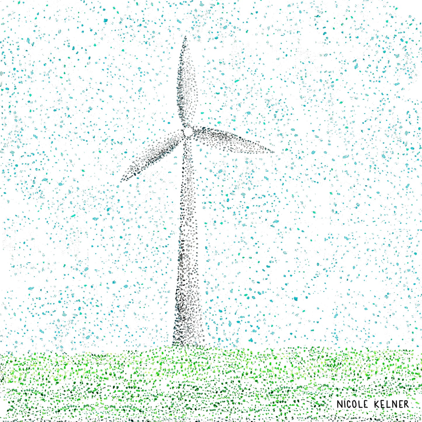 Dots and Watts Stickers- Pointillism Wind Turbine