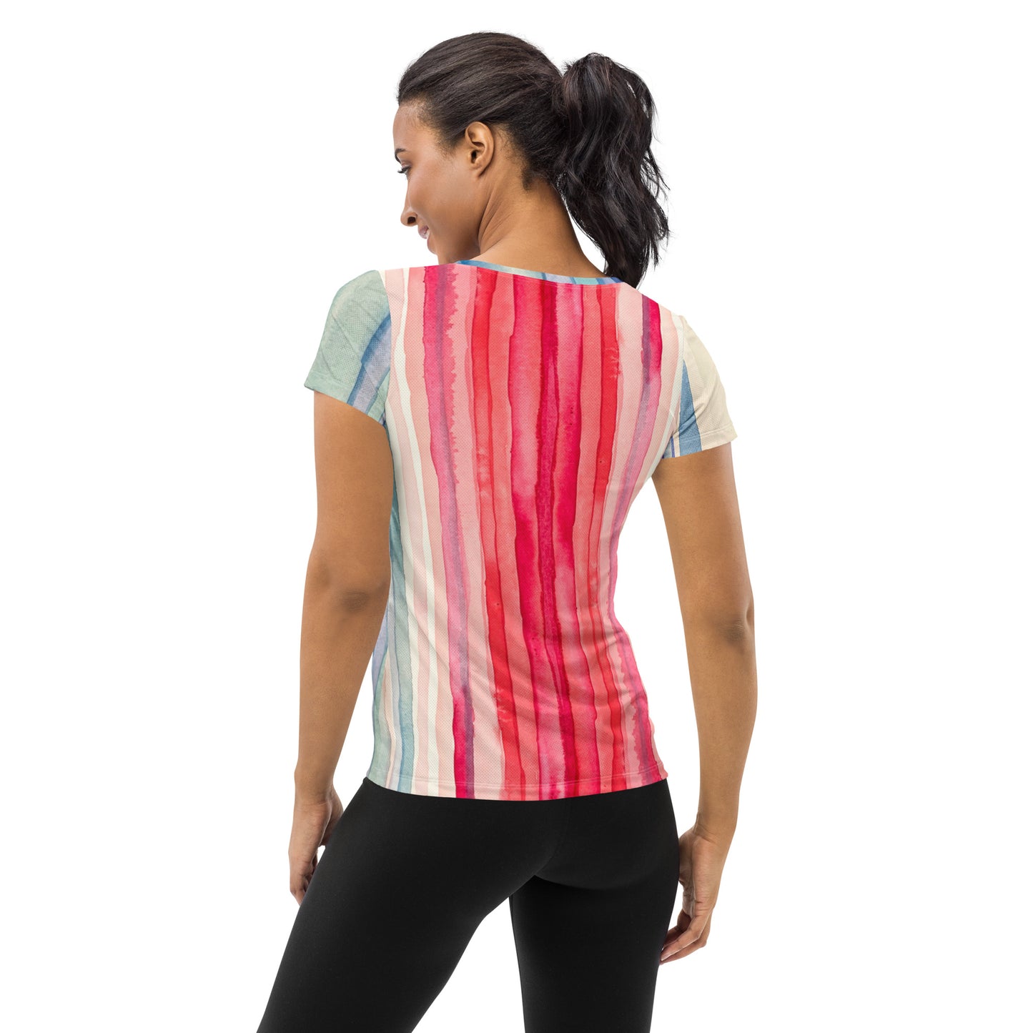 Climate Stripes All-Over Print Women's Athletic T-shirt